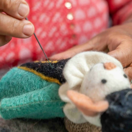 Sjaal met Verhaal Pietermuis Turquoise - afbeelding 3