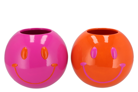 Smiley Pot Paars/Oranje L (assorti) - afbeelding 1