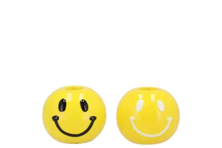 Smiley Yellow Mix Kandelaar – Gele Keramiek – 7x7x6 cm