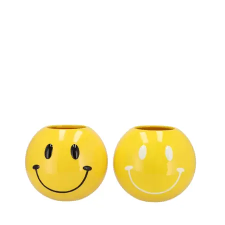 Smiley Yellow Mix Vase 11x11x9cm (assorti)