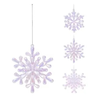 Sneeuwvlok Parelmoer Hangdeco 12x12cm (assorti)