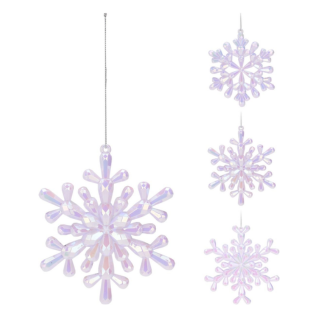 Sneeuwvlok Parelmoer Hangdeco 12x12cm (assorti)