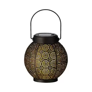 Solar Lantaarn Metaal Zwart/Goud 16cm - Lumineo