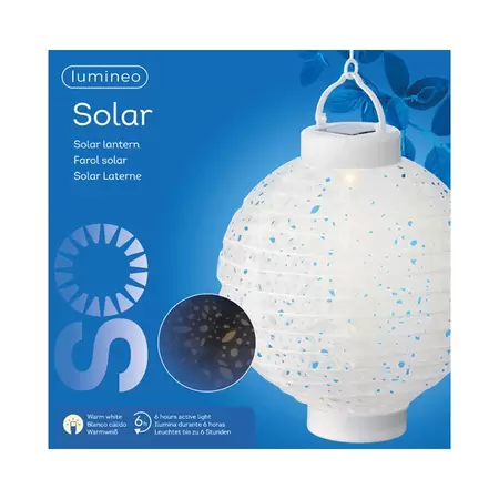 Solar Lantaarn Nylon Wit - Lumineo - Ø20x23cm