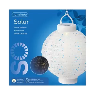 Solar Lantaarn Nylon Wit - Lumineo - Ø20x23cm