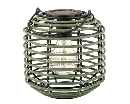 Solar Lantaarn Wicker H16cm - Groen