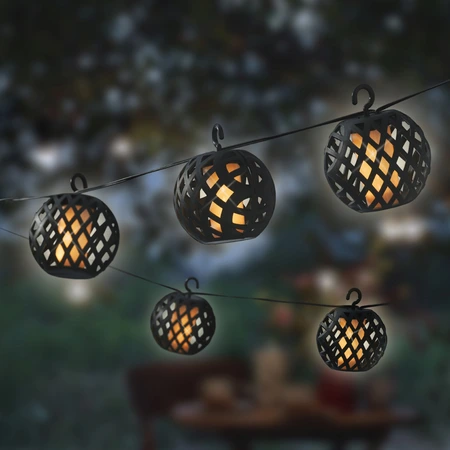 Solar Strengverlichting Zwart 175 cm - Lumineo - met vlam effect