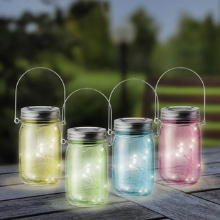 Solar Tuinlicht Glas H14cm Warmwit (assorti) - afbeelding 2