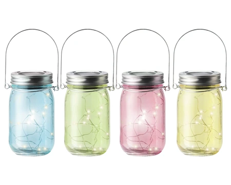 Solar Tuinlicht Glas H14cm Warmwit (assorti) - afbeelding 1