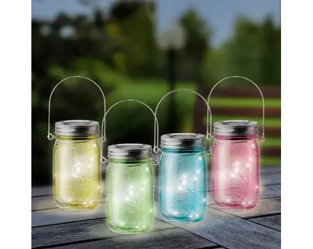 Solar Tuinlicht Glas H14cm Warmwit (assorti) - afbeelding 3