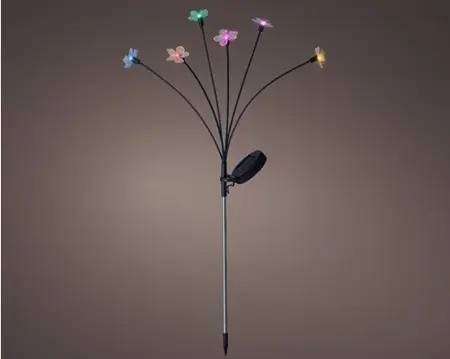 Solar Tuinsteker Bloem H70cm 6 lampjes gekleurd - afbeelding 2