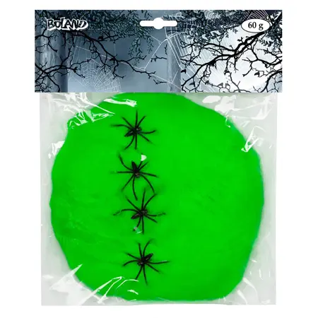 Spinrag 60 g lichtgroen met spinnen