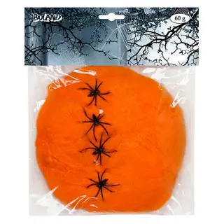 Spinrag 60 g oranje met spinnen