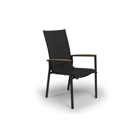 Stapelbare armstoel met hoge rugleuning Foxx - Tierra Outdoor - Antraciet/Teak - afbeelding 1