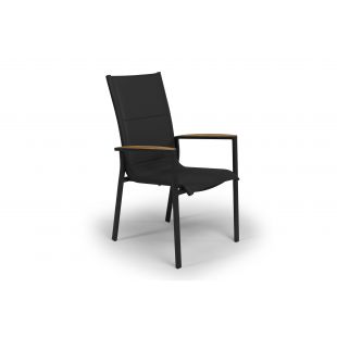 Stapelbare armstoel met hoge rugleuning Foxx - Tierra Outdoor - Antraciet/Teak - afbeelding 4