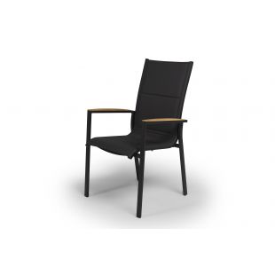 Stapelbare armstoel met hoge rugleuning Foxx - Tierra Outdoor - Antraciet/Teak - afbeelding 3