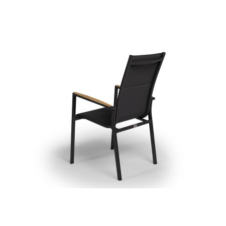 Stapelbare armstoel met hoge rugleuning Foxx - Tierra Outdoor - Antraciet/Teak - afbeelding 4