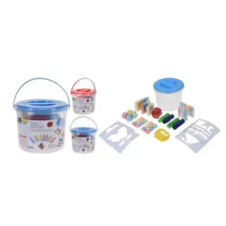 Stoepkrijt set pastel 50 stuks – met emmer en accessoires