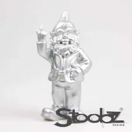 Stoobz Tuinkabouter F*ck You 32cm - Zilver - afbeelding 2