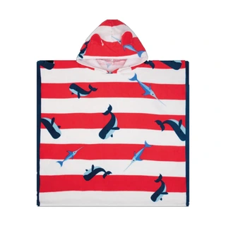 Swim Essentials - Strandponcho Walvissenprint Rood/Wit - afbeelding 1