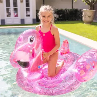 Swim Essentials XXL Flamingo - Neon Roze Panterprint - 160×130×67cm - afbeelding 2