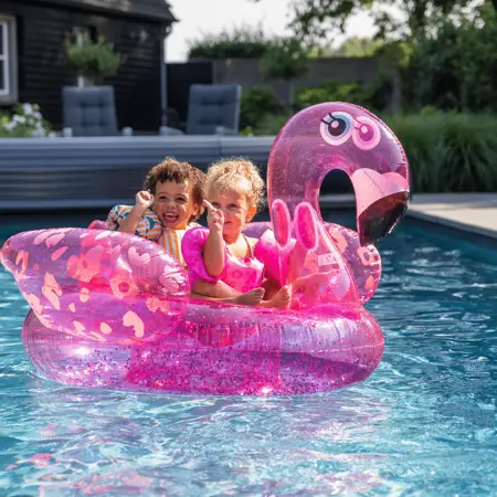 Swim Essentials XXL Flamingo - Neon Roze Panterprint - 160×130×67cm - afbeelding 3
