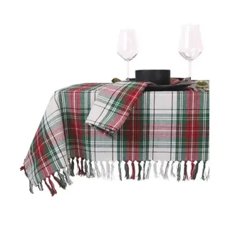 Tafelkleed Xmas Tartan White 150x250cm
