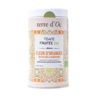 Terre d'Oc Bio Kruidenthee Fleur d’oranger, passiflore, mandarine 70g - afbeelding 1