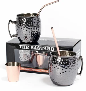 The Bastard Mule Set – RVS Mok, Rietjes & Maatbeker voor Moscow Mule