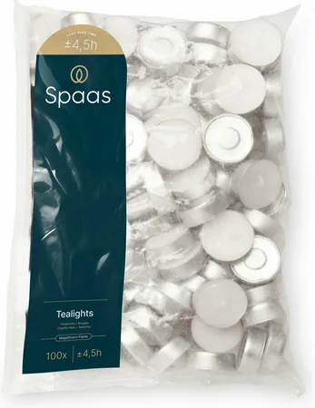 Theelicht Wit 4,5uur - zak 100 stuk