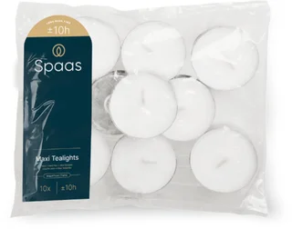 Theelichten Maxi wit 10 uur - zak 10 stuk