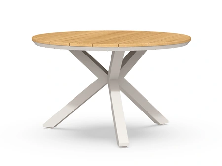 Tierra Outdoor - Orbital Dining Table Teak Ø 120cm Cream White