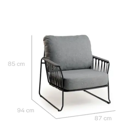 Rivera Loungechair Mountain Grey - afmetingen