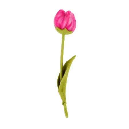 Tulp Vilt Fey Fuchsia - Handgemaakte Fairtrade Decoratie - afbeelding 1