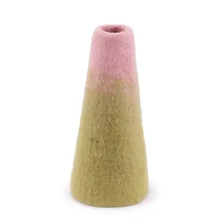 Vaas Vilt Roze-groen Medium - Handgemaakte Fairtrade Decoratie - afbeelding 1