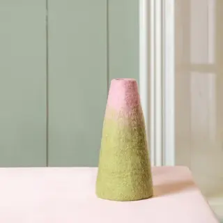 Vaas Vilt Roze-groen Medium - Handgemaakte Fairtrade Decoratie - afbeelding 2
