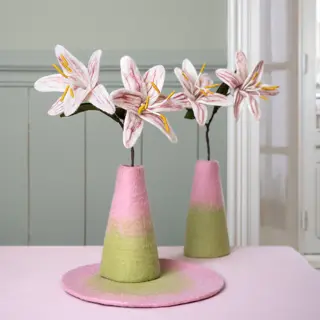 Vaas Vilt Roze-groen Medium - Handgemaakte Fairtrade Decoratie - afbeelding 3
