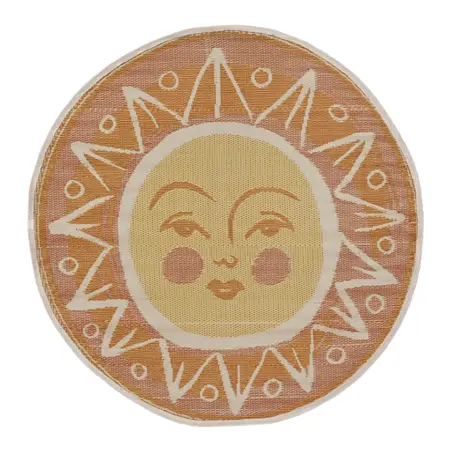 Vloerkleed Rond 150cm Zon - Roze/Lichtgeel