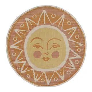 Vloerkleed Rond 150cm Zon - Roze/Lichtgeel