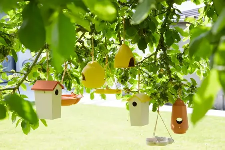 Vogelhuisje Bamboevezel Taupe Terracotta - afbeelding 3