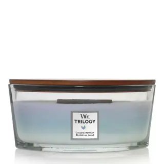 WoodWick kaars Trilogy Calming Retreat Ellipse
