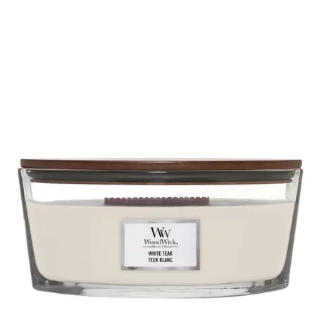 WoodWick kaars White Teak Ellipse