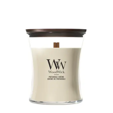WoodWick Patchouli Creme Medium Geurkaars | Houten Lont
