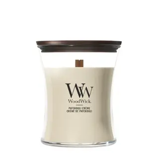 WoodWick Patchouli Creme Medium Geurkaars | Houten Lont
