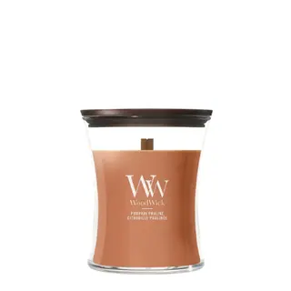 WoodWick Pumpkin Praline Medium Geurkaars | Houten lont