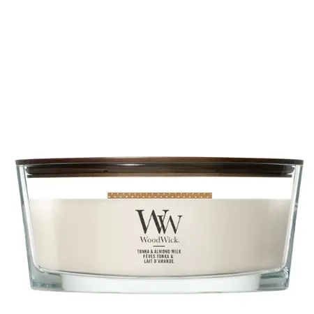 WoodWick Tonka & Almond Milk Ellipse Geurkaars | Houten Lont