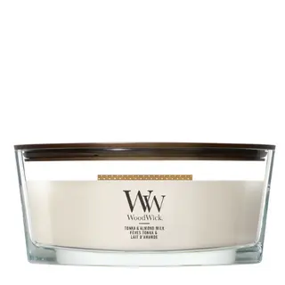 WoodWick Tonka & Almond Milk Ellipse Geurkaars | Houten Lont