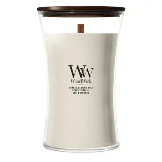 WoodWick Tonka & Almond Milk Large Geurkaars | Houten Lont