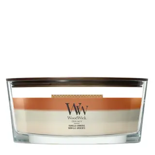WoodWick Trilogy Vanilla Embers Ellipse Geurkaars | Houten Lont
