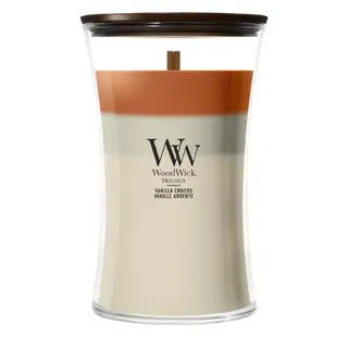 Woodwick Trilogy Vanilla Embers Large Geurkaars | Houten Lont